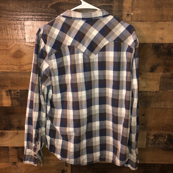 Plaid button down with snaps - Picture 2 of 5